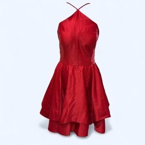 Red Satin Fit & Flare Dress